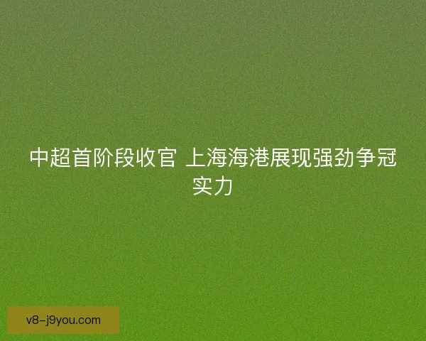 中超首阶段收官 上海海港展现强劲争冠实力
